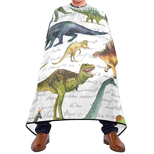 Friseurumhang 140x168cm, Handgezeichnete Dinosaurier Unisex Friseure Kleid Mode Haarschneideumhang Cape Wasserdicht Professionelle Friseure Kleid, Für Kinder, Erwachsene, Barbier von 501