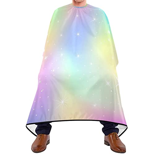 Friseurumhang 140x168cm, Regenbogen Glitzerstern Druck Friseur Umhänge Mode Professionelle Friseure Kleid Wasserdicht Barbier Umhang, Für Kinder, Erwachsene, Friseursalon von 501