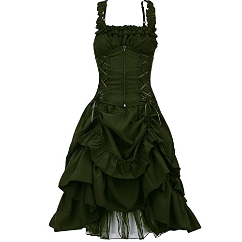 Damen Partykleid Dunkle Gothic Corset Tunika Kleidung Mittelalter Damen rückenfrei Kleid Aushöhlen Sexy Solide Weste Cocktailkleid Maxikleid Frauen knielangen Blusenkleid Abendkleid für Hochzeit von 5665