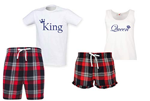 60 Second Makeover Limited King & Queen Pajama / Pyjama-Set für Paare, Hunde- und Bulldogge, rot, Damen XL/Herren XL von 60 Second Makeover Limited