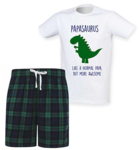 Herren Papaasaurus Papa Dinosaurier Tartan Pyjama Set, grün, XXL/3XL von 60 Second Makeover Limited