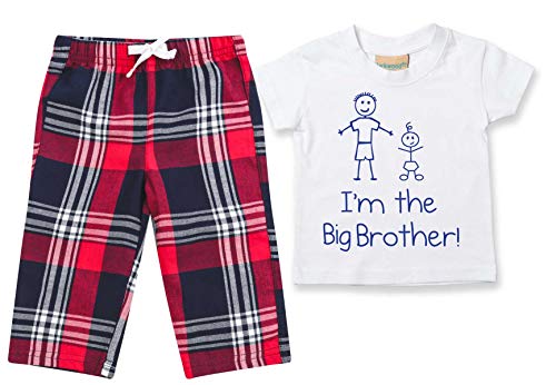 I'm The Big Brother Schlafanzug Kinder Tartan Hose Pyjama Set Big Brother Family Matching Twinning, rot, 7-8 Jahre von 60 Second Makeover Limited