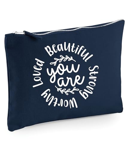 Make-up-Tasche mit Aufschrift "You are Beautiful Strong", blau von 60 Second Makeover Limited