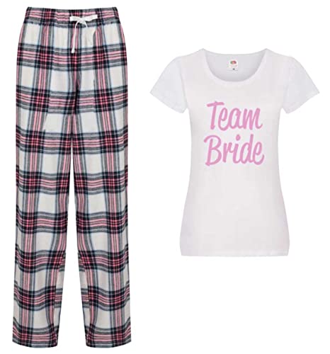 Team Bride Schlafanzug Damen Tartan Hose Pyjama Junggesellinnenabschied, rose, Large von 60 Second Makeover Limited