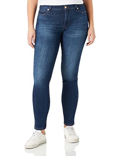 7 For All Mankind Damen Hw Skinny Slim Illusion With Embellished Squiggle Jeans, Dark Blue, 30 EU von 7 For All Mankind