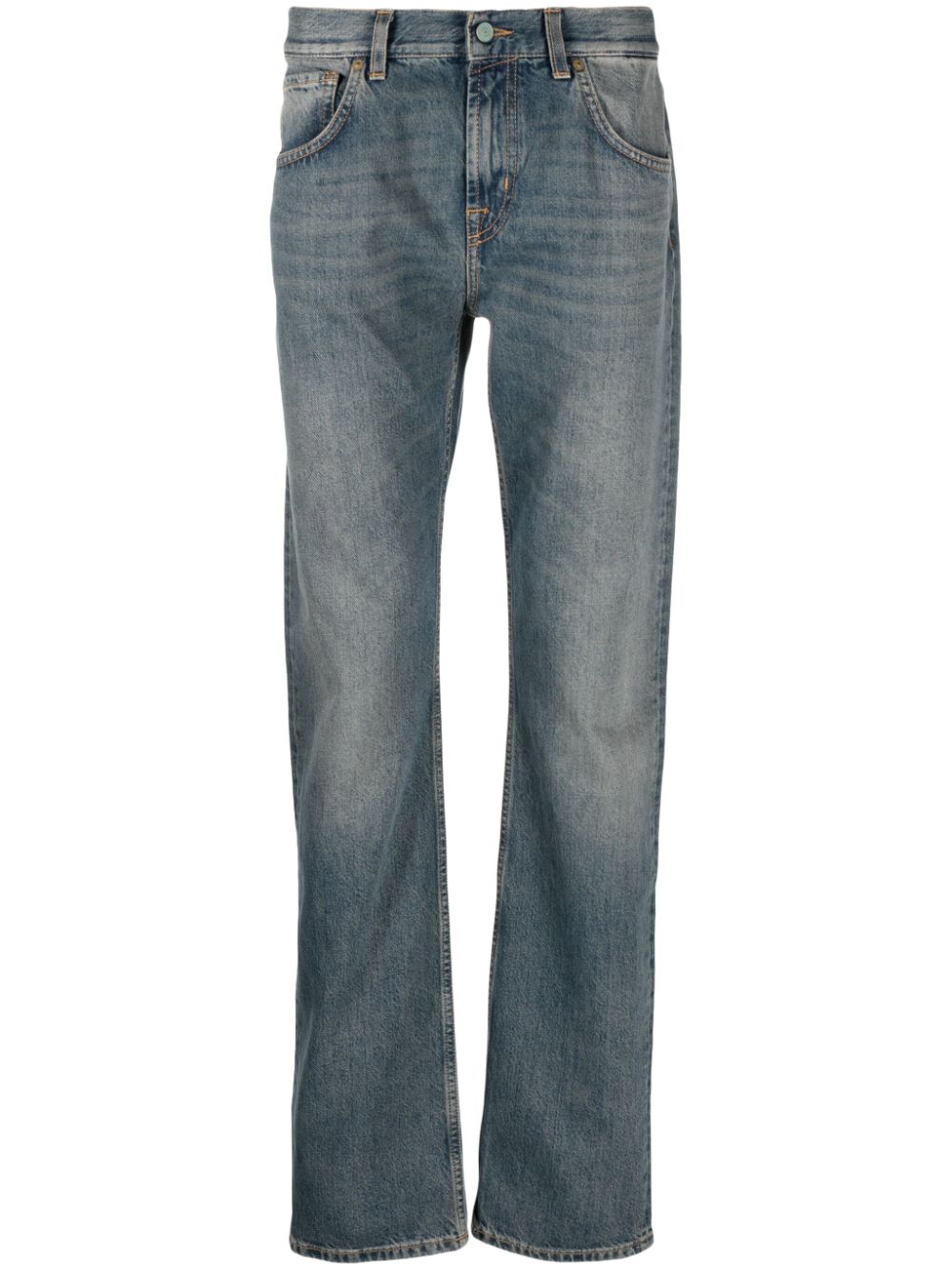 7 For All Mankind Halbhohe Straight-Leg-Jeans - Blau von 7 For All Mankind