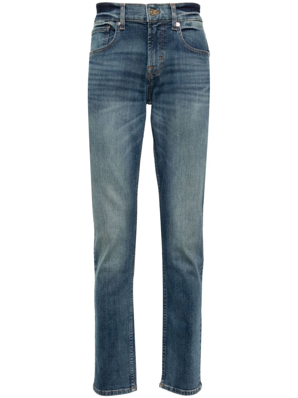 7 For All Mankind Halbhohe Slimmy Tapered-Jeans - Blau von 7 For All Mankind