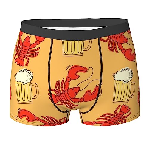 702 Männer Unterhosen Bier- Und Langustenmuster Unterwäsche Short Bequeme Men Retroshorts Hautfreundlich Retroshorts Boxer Für Geschenk, Mann, Vater M von 702