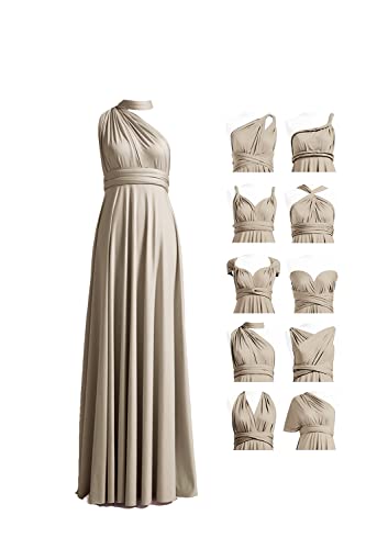 72styles Brautjungfernkleid, wandelbares Kleid, Transformer, Abendkleid, Maxikleid mit Bandeau, Taupe, Einheitsgröße von 72styles