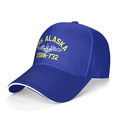 736 Baseballmütze USS Alaska Ssbn-732 Capatmungsaktive Mütze Vintage Cowboy-Hut Gewaschener Denim Freizeit Basecap Für Damen, Golf, Herren von 736