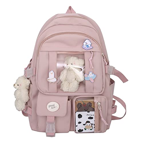 7VSTOHS Kawaii-Rucksack mit Kawaii-Anhänger und Zubehör für Teenager-Mädchen Rucksack-Schule Aesthetic-Backpack von 7VSTOHS