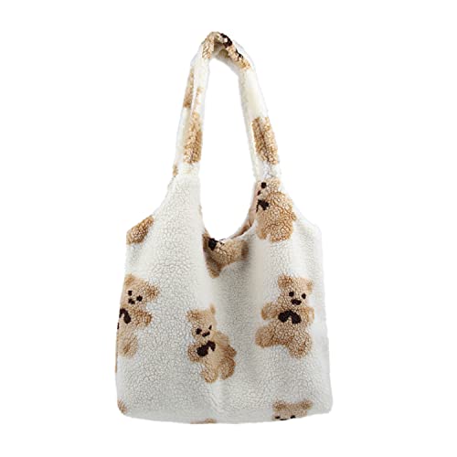 7VSTOHS Nette Taschen für Frauen Tote Bag Ästhetik Mädchen Flauschige Teddybär Geldbörse Plüsch Schulter Hobo Handtaschen von 7VSTOHS