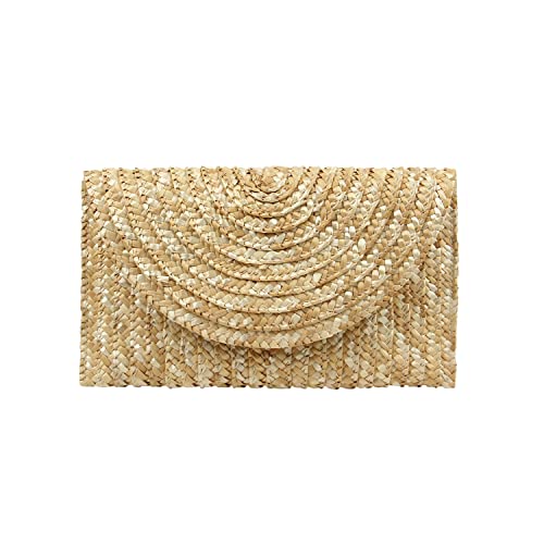 7VSTOHS Stroh-Clutch-Geldbörsen für Damen, Sommer-Clutch-Taschen, Strand-Umschlag, Geldbörse, gewebte Handtaschen, beige, Einheitsgröße von 7VSTOHS