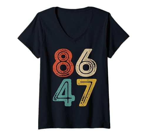 Damen Klassischer Vintage 80er Jahre Stil 8647 Anti Trump T-Shirt mit V-Ausschnitt Damen Klassischer Vintage 80er Jahre Stil 8647 Anti Trump T-Shirt mit V-Ausschnitt von 8647 Anti Trump Retro Vintage