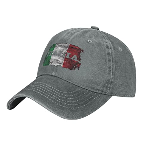 874 Baseballkappe Unisex Italia Italien Italienische Flagge Low-Profile-Design Grau Baseball Kappe Snapback Baseball Mützen Verstellbar Dad Hat Für Distressed Stickerei Cap Wandern Vintage von 874