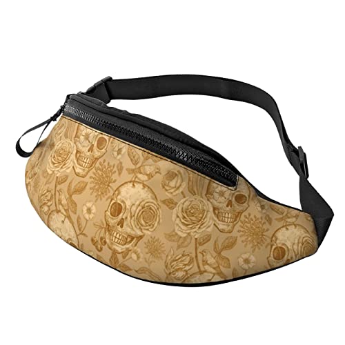 Bauchtasche Totenköpfe, Rosen, Blumen, Tulpen, Vögel, Fitnessstudio Unisex Sport Hüfttasche Atmungsaktiv,Stylisch Gurttasche Für Hundetraining Reisen Herren 14X35Cm von 874