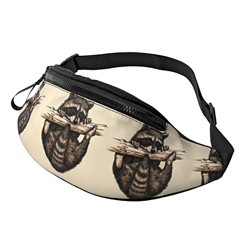 Bauchtasche Waschbär Unisex Hüfttasche Mit Reißverschluss,Mode Gürteltasche Für Herren Wandern Reisen 14X35Cm von 874