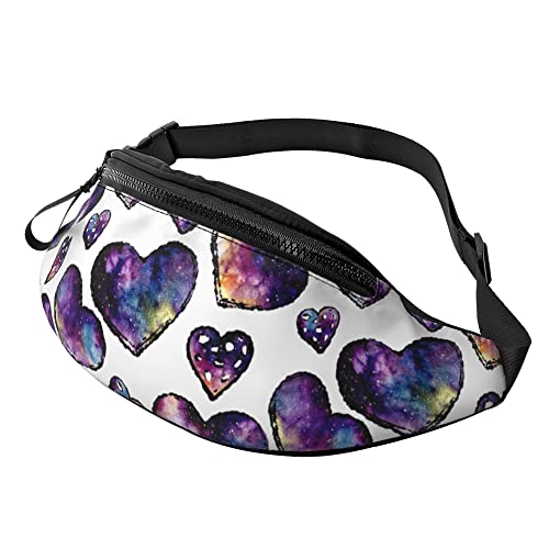 Brusttasche Bunte Galaxie Auf Herzen Unisex Gürteltasche Große Kapazität,Atmungsaktiv Hüfttaschen Für Herren Wandern Reisen 14X35Cm von 874