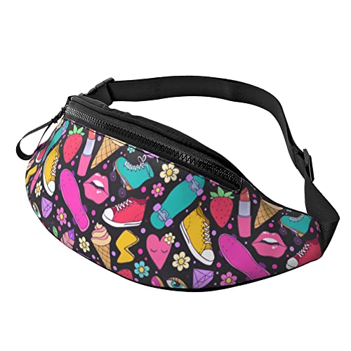 Damen Bauchtasche Bunte Trendige Mode Unisex Brusttasche Mit Reißverschluss,Stylisch Hüfttaschen Für Herren Hundetraining Wandern 14X35Cm von 874