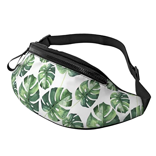 Damen Bauchtasche Tropische Hawaii-Blätter Palmenblatt Unisex Sport Hüfttasche Große Kapazität,Verstellbarer Sport Gürteltasche Für Herren Geschenke Wandern 14X35Cm von 874