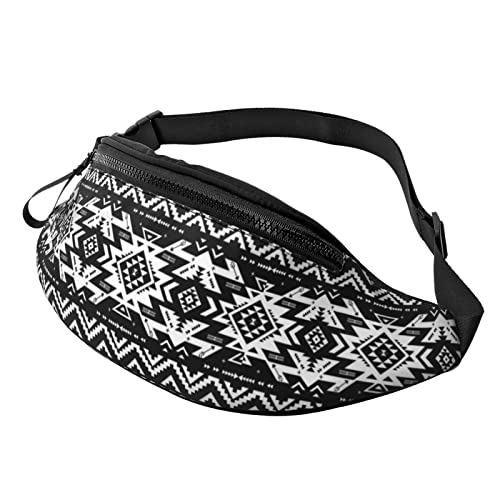 Damen Brustbeutel Stammes-Navajo-Azteken-Ethno-Geometrie Unisex Gürteltasche Mode,Verstellbarer Lauftasche Für Damen Herren Sport 14X35Cm von 874