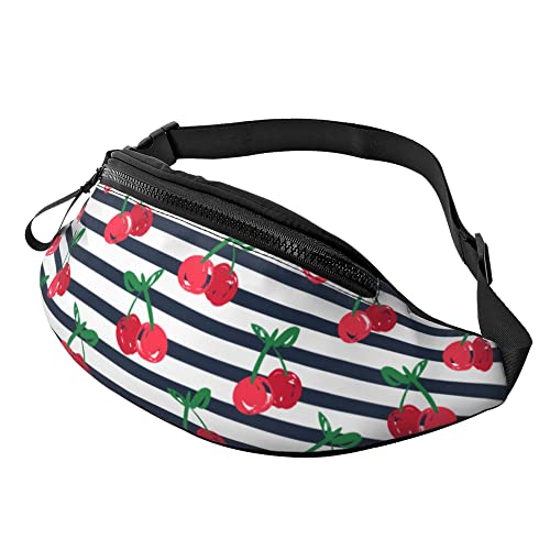 Damen Brustbeutel Streifenkirsche Unisex Lauftasche Multifunktionale,Stylisch Waist Fanny Pack Für Reisen Aktivitäten Herren 14X35Cm von 874