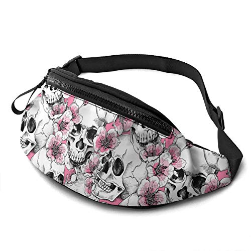 Gürteltasche EIN Totenkopf Und Mit Blumen Unisex Sport Hüfttasche Stylisch,Multifunktionale Bauchtasche Für Laufen Herren Wandern 14X35Cm von 874