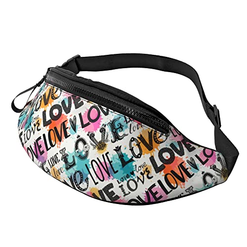 Gürteltasche Worte Liebe Unisex Brusttasche Stylisch,Mit Reißverschluss Sport Gürteltasche Für Fahrrad Herren Damen 14X35Cm von 874