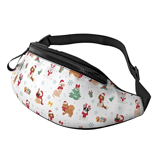 Hüfttaschen Fröhlicher Weihnachtshund Unisex Bauchtasche Stylisch,Atmungsaktiv Handytasche Tasche Für Damen Herren Hundetraining 14X35Cm von 874