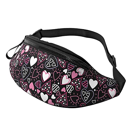 Hüfttaschen Liebesherzmuster Unisex Damen Bauchtasche Atmungsaktiv,Große Kapazität Waist Fanny Pack Für Herren Running Wandern 14X35Cm von 874