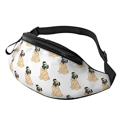 Sport Hüfttasche Tupfender Sonnenbrillen-Mops Unisex Bauchtasche Mode,Multifunktionale Waist Fanny Pack Für Herren Aktivitäten Outdoor 14X35Cm von 874