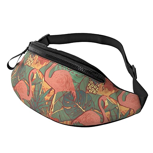 Sport Hüfttasche Vintage Flamingo-Vögel Unisex Taillentasche Große Kapazität,Verstellbarer Damen Bauchtasche Für Running Herren Hundetraining 14X35Cm von 874