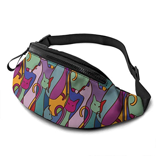 Sporttasche Geometrische Bunte Afrikanische Katzen Unisex Umhängetaschen Große Kapazität,Multifunktionale Handytasche Tasche Für Herren Outdoor Radfahren 14X35Cm von 874