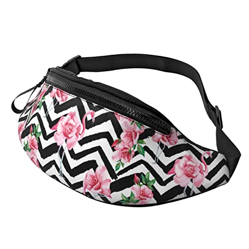 Taillentasche Flamingo-Rosen-Party Unisex Brusttasche Mode,Mit Reißverschluss Bauchtasche Für Spazieren Herren Joggen 14X35Cm von 874