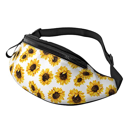 Umhängetaschen Weißes Sonnenblumenmuster Unisex Damen Brustbeutel Stylisch,Verstellbarer Lauftasche Für Wandern Herren Aktivitäten 14X35Cm von 874