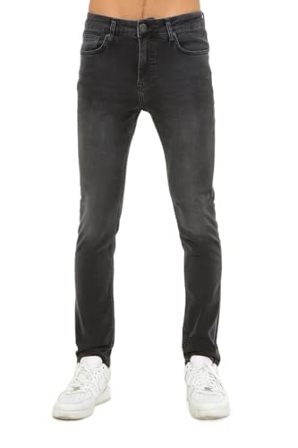 Explode - Herren Anthrazit Stretch-Denim Skinny Fit 5-Pocket Enge Passform Jeans (DE/NL/SE/PL, Bundweite & Schrittlänge, 33, 32, Anthrazit) von 89 explode denim