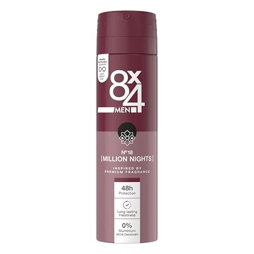 6er Pack - 8x4 Deospray Men N° 18 (Million Nights) - ohne Aluminium - 6x 150ml von 8x4