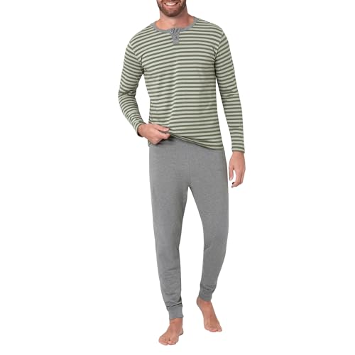 A ACTIVE SOUL - Schlafanzug für Herren - lang - Baumwolle - Pyjama-Set mit Langarm-Oberteil und Hose - Bequeme Loungewear - Sleepwear - gestreiftes Nachthemd - zweiteilig - formstabil von A ACTIVE SOUL