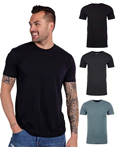 INTO THE AM Herren-T-Shirt, kurzärmelig, Rundhalsausschnitt, weich, tailliert, Größen S - 4XL, frische Klassische T-Shirts, 3er-Pack Schwarz/Anthrazit/Indigo, Mittel von INTO THE AM