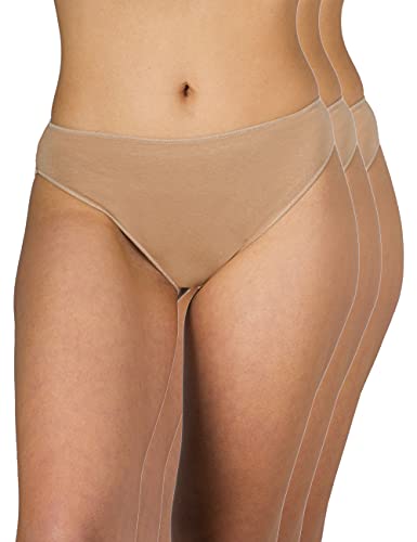 A.A UNDERWEAR - Unterhosen Damen - Hipster Tai Panties mit Hoher Taille- 3er Pack - Baumwolle & Modal - Bequeme Unterwäsche Frauen (Dunkelbeige, L) von A.A UNDERWEAR