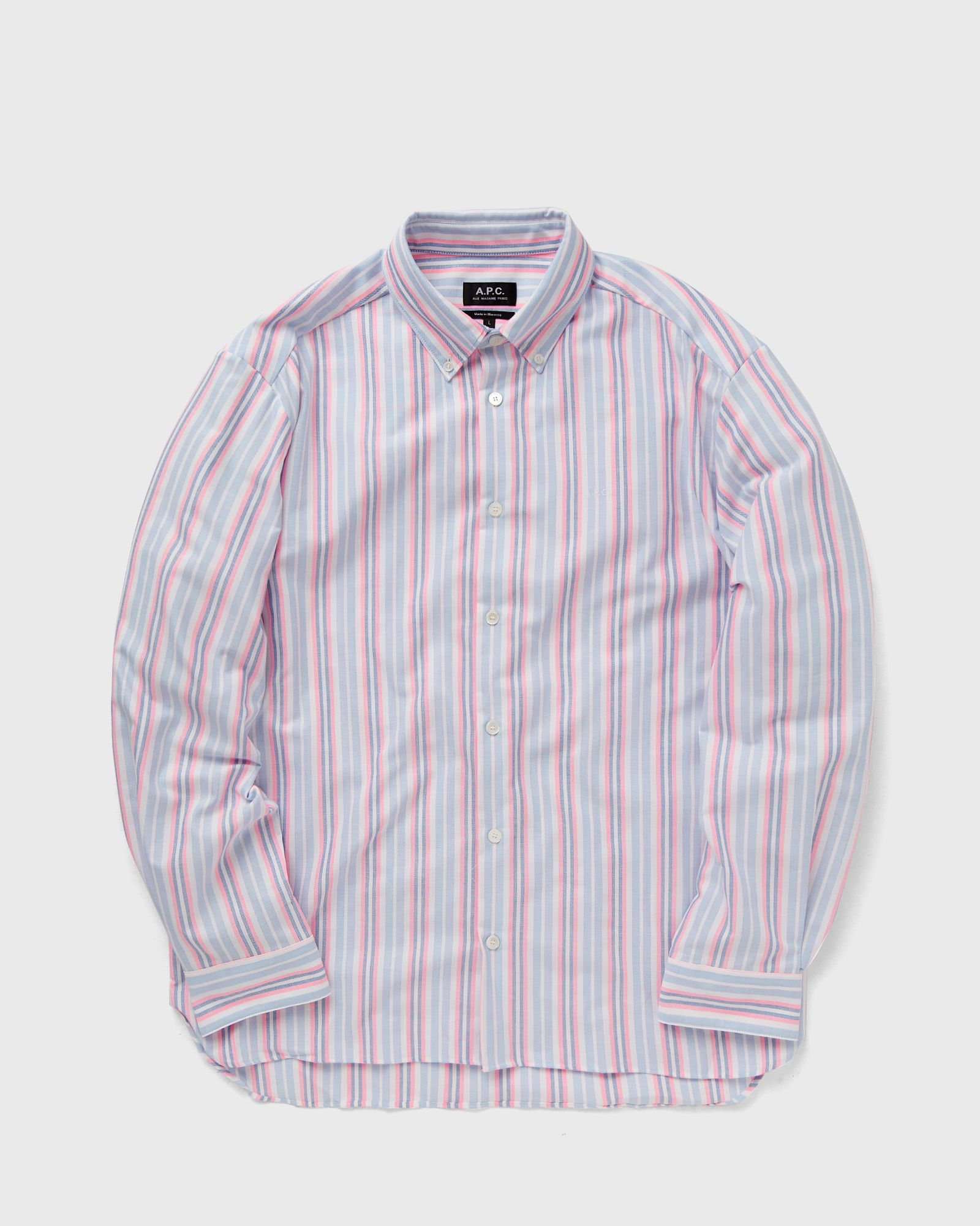 A.P.C. Chemise mathias men Longsleeves blue|pink in Größe:L von A.P.C.