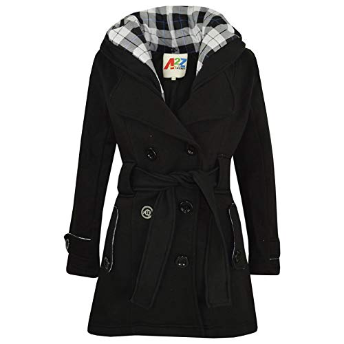 A2Z 4 Kids Kinder Mädchen Parka Jacke Mit Kapuze Graben Mantel Mode Wolle Mischung - Jacket 007 Black 11-12 von A2Z 4 Kids