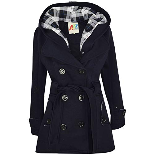 A2Z 4 Kids Kinder Mädchen Parka Jacke Mit Kapuze Graben Mantel Mode Wolle Mischung - Jacket 007 Navy 13 von A2Z 4 Kids