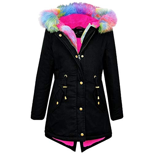 A2Z 4 Kids® Mädchen Parka Jacke Kinder Pelz - Parka Jacket. Rainbow Fur Black 13 von A2Z 4 Kids