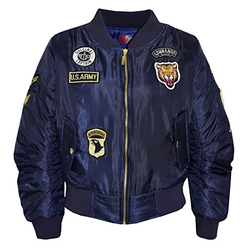 A2Z 4 Kids Kinder JACKE Mädchen Jungen Abzeichen Bomber - MA1 Jacket Badges. Navy 11-12 von A2Z 4 Kids