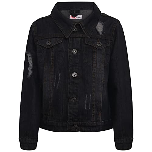 A2Z 4 Kids Kinder Jungen Denim Schwarz Jacken Designer - Boys Denim Jacket JK14 Black_11-12 von A2Z 4 Kids