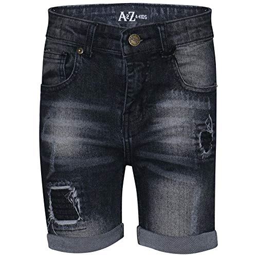 A2Z 4 Kids Kinder Jungen Mädchen Kurze Hose Designer Denim Zerrissene Chino - Boys Denim Short Ripped Black 13 von A2Z 4 Kids