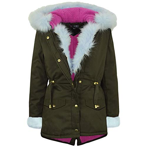 A2Z 4 Kids Kinder Mädchen Designer Tarnung Mit Kapuze - Jacket JK21 Baby Blue Fur 9-10 von A2Z 4 Kids