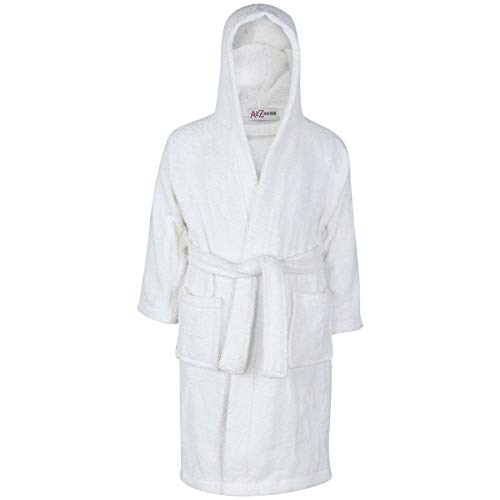 A2Z 4 Kids Kinder Mädchen Jungen Handtuch Bademantel Weiß 100% Baumwolle - Towel Bathrobe White_9-10 von A2Z 4 Kids