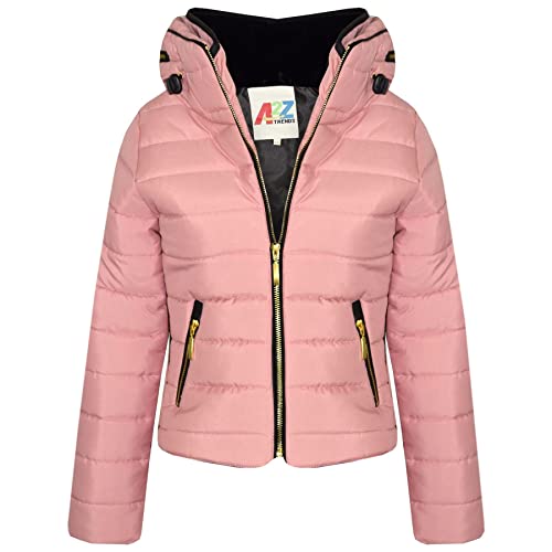 A2Z 4 Kids Mädchen JACKE Kids Stilvolle Gepolsterte Puffer Bubble Pelz - Puffer Jacket Dusty Pink 11-12. von A2Z 4 Kids